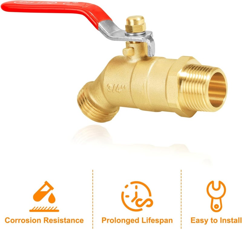 SIGURANTA 3/4" NPT/MIP Brass Male Hose Faucet, Water Spigot with 3/4" Male GHT Thread, Heavy-Duty Outdoor Hose Full-Flow Valve Outdoor Faucet (3/4" NPT Inlet Long Handle 2PCS) - Image 5